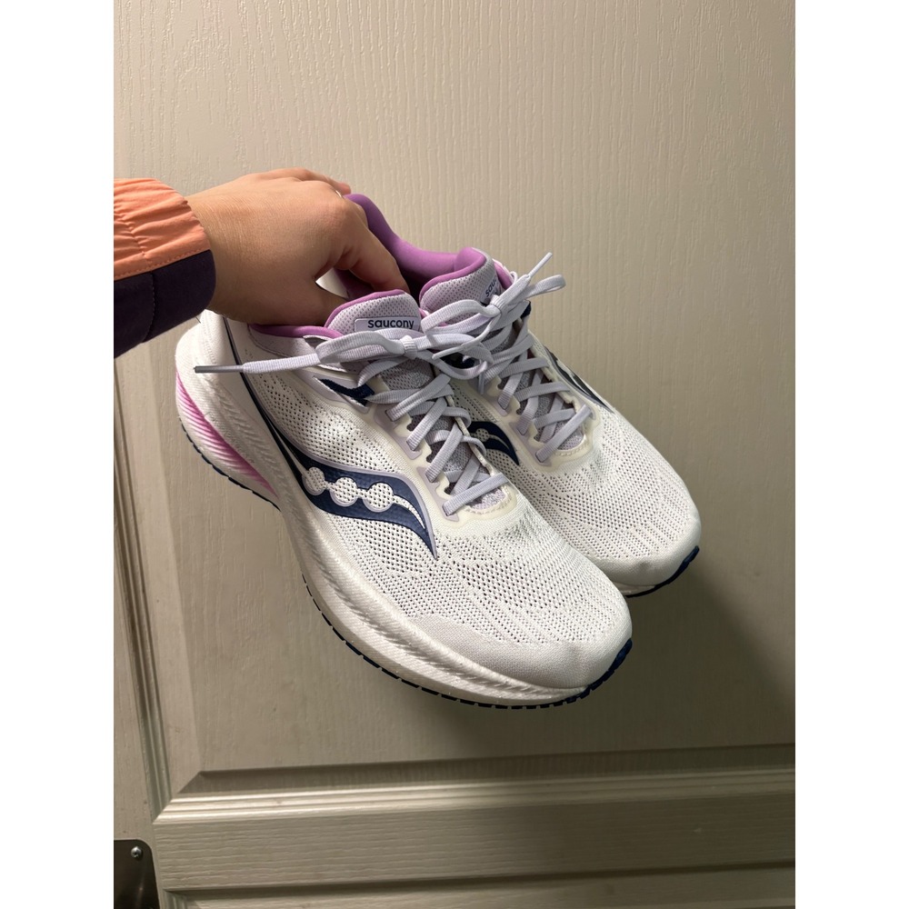 Saucony Triumph 21 Women's Running Athletic Tennis Shoes White Navy Purple 11